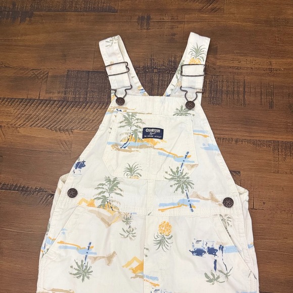 OshKosh B'gosh Kids Toddler 5T Shorts Overalls Tropical Palm Tree Print - Picture 2 of 6